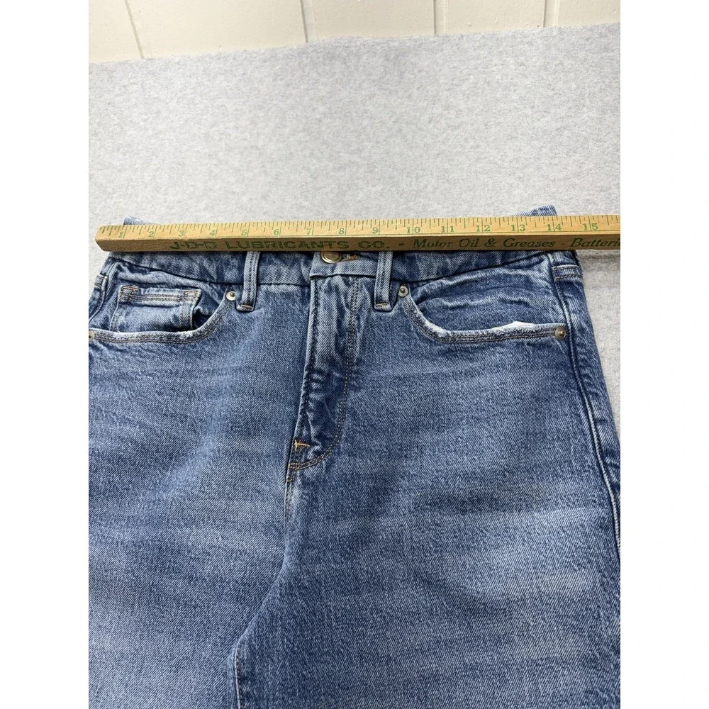 Good American Weekender Cuffed Jeans Womens 26x24.5 Blue Mid Rise Straight